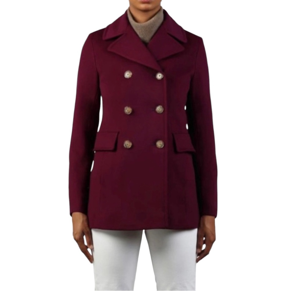 Fleurette Eden Wool Peacoat Coat Womens Petite Size 6 Orchid Purple Italian Fabr